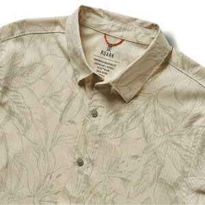 Roark Beige Floral-Print Short Sleeve Button-Down Shirt